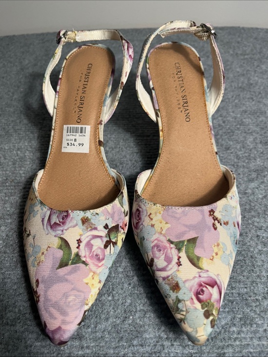 Christian Siriano Shoes - Christian Siriano Pink Floral Pointed Slingback Flats